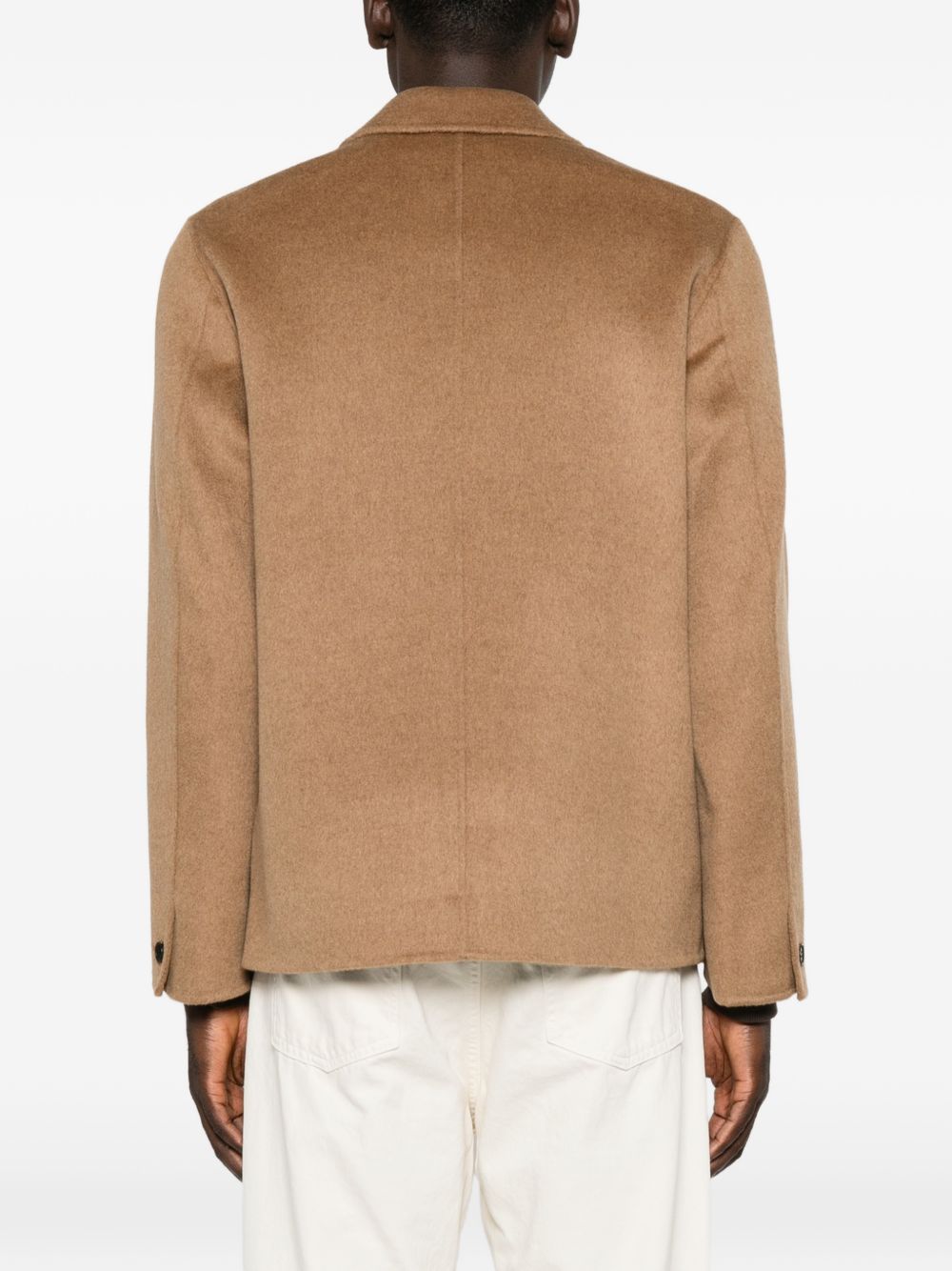 AMARANTO Giacca color cammello in lana misto cashmere 