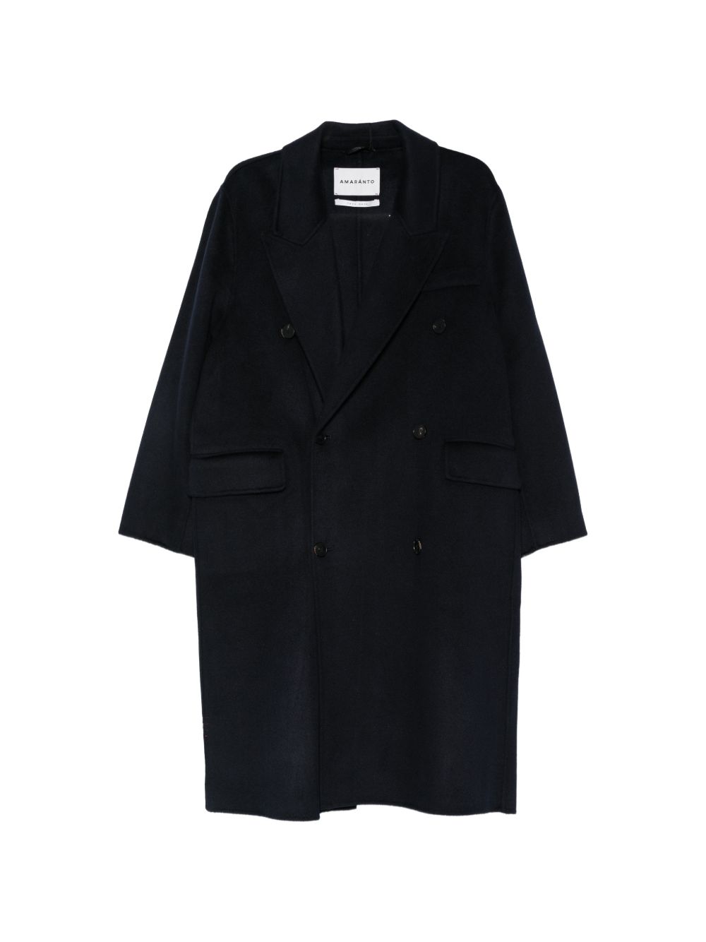 AMARANTO Cappotto blu navy doppiopetto in lana e cashmere 