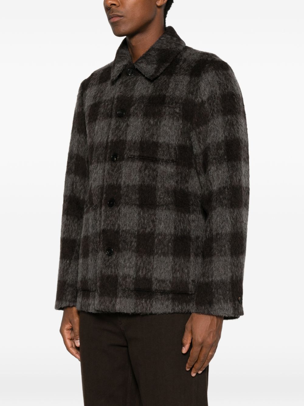 AMARANTO Cappotto camicia corto a quadri con bottoni 