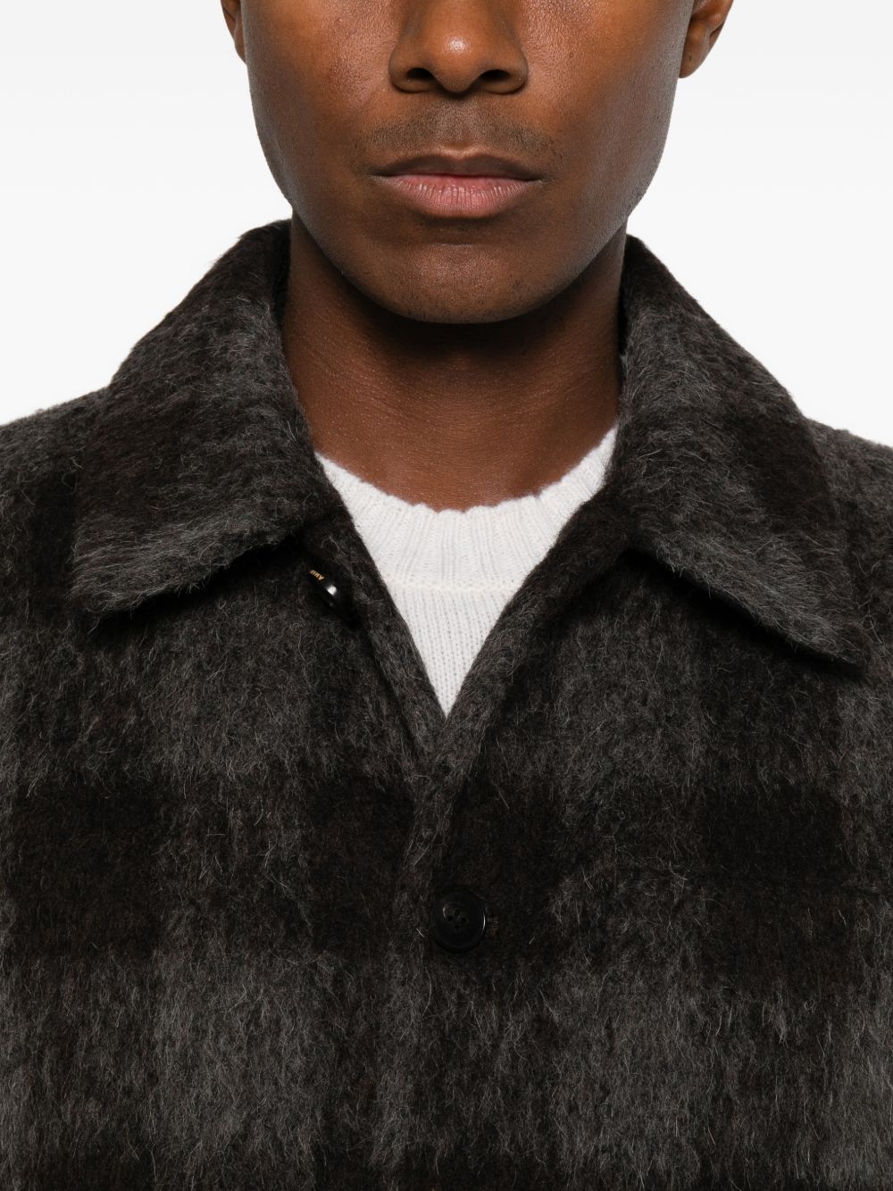 AMARANTO Cappotto camicia corto a quadri con bottoni 
