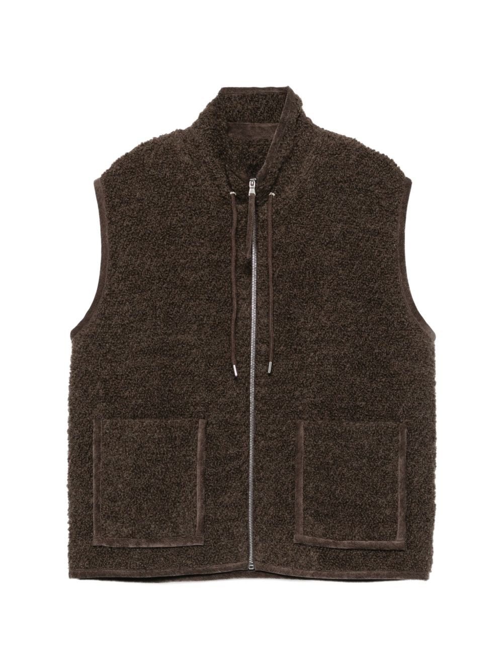 AMARANTO Gilet con cerniera marrone in lana 