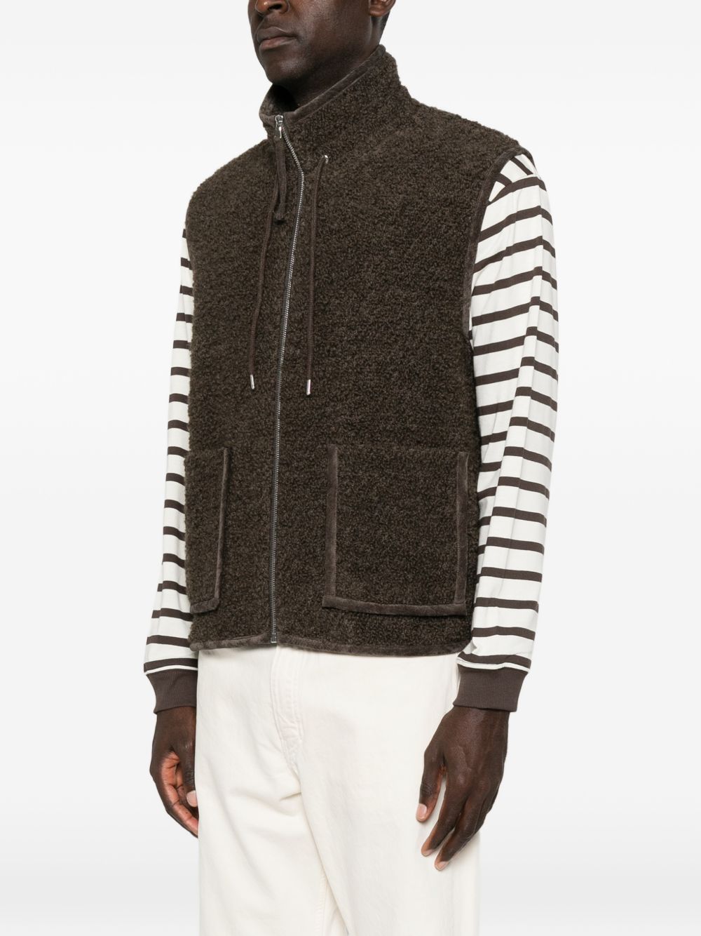 AMARANTO Gilet con cerniera marrone in lana 