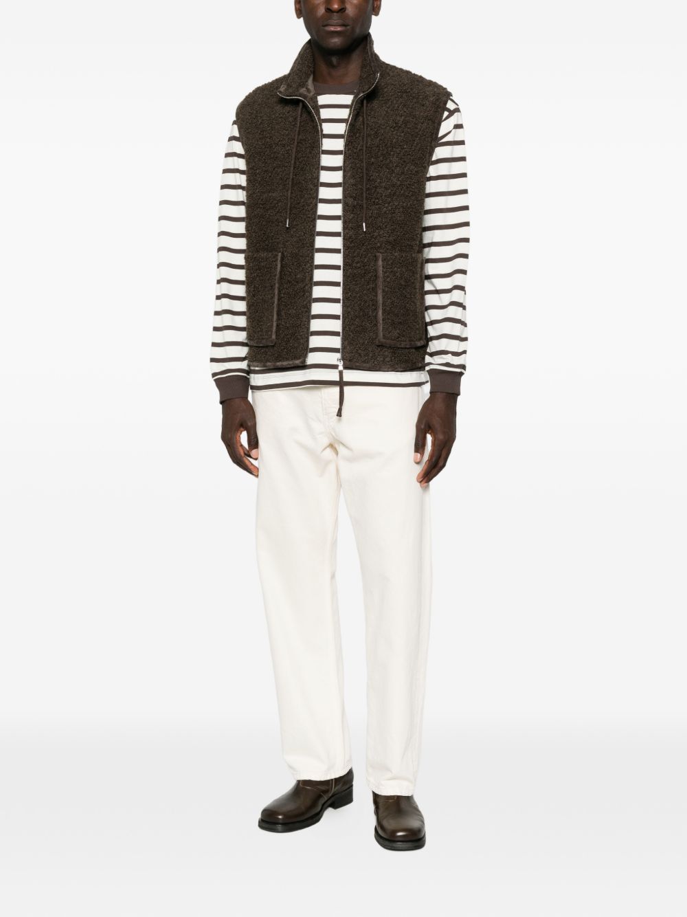 AMARANTO Gilet con cerniera marrone in lana 