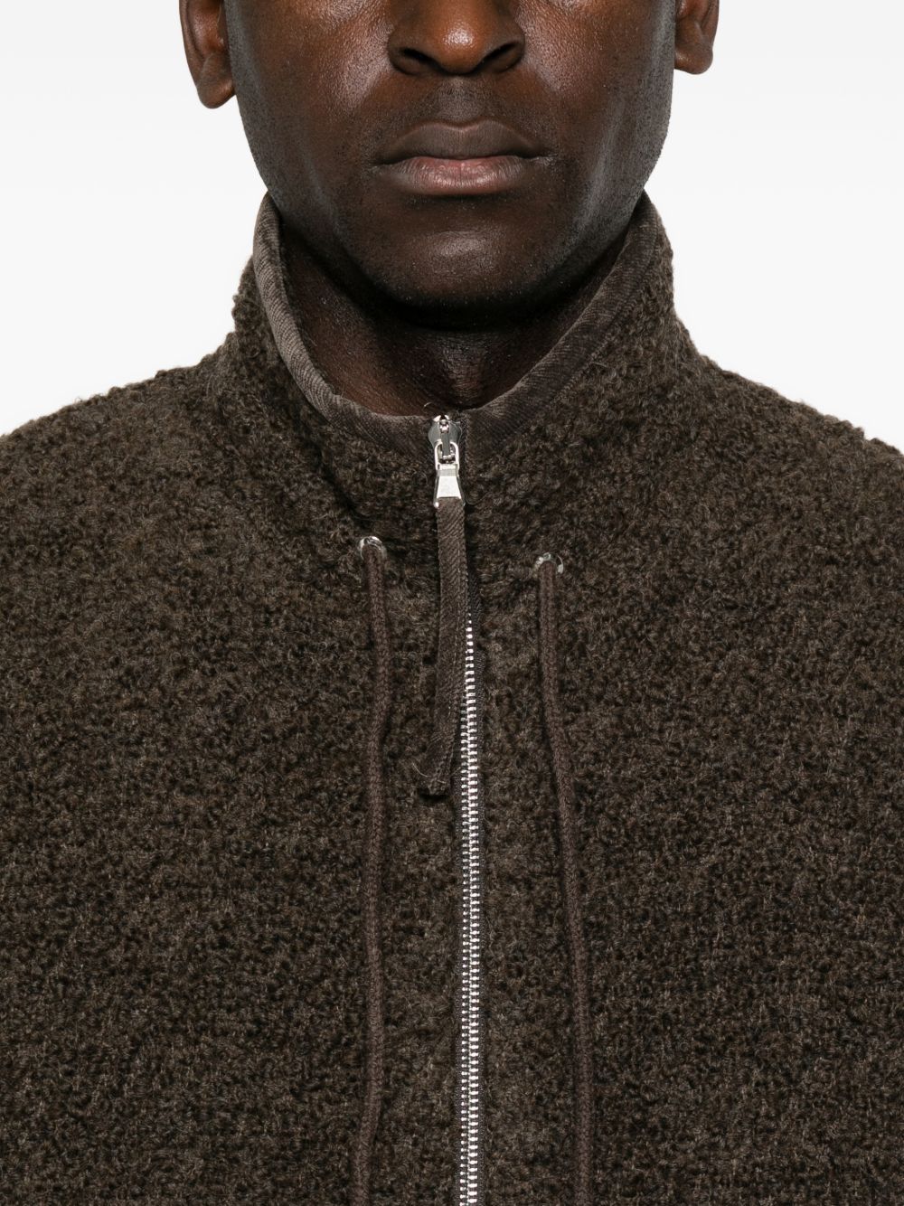 AMARANTO Gilet con cerniera marrone in lana 