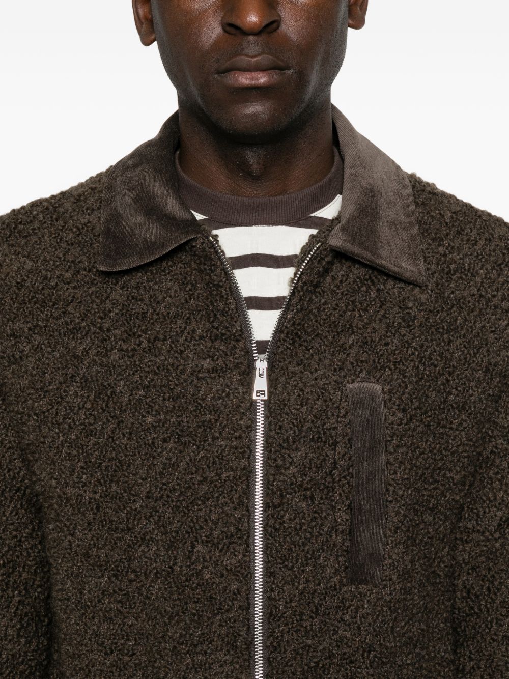 AMARANTO Giacca in lana marrone con zip 