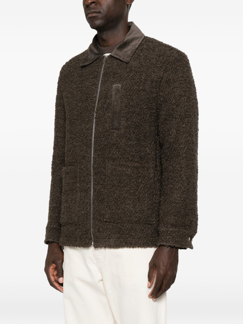 AMARANTO Giacca in lana marrone con zip 