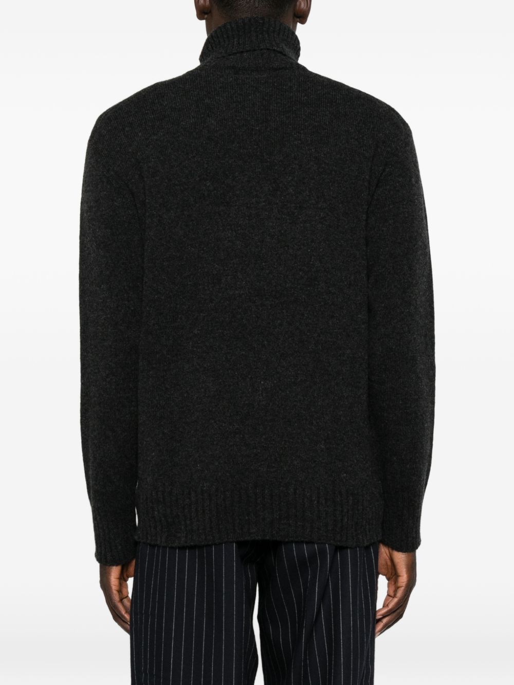 AMARANTO Maglia a collo alto in lana e cashmere antracite 