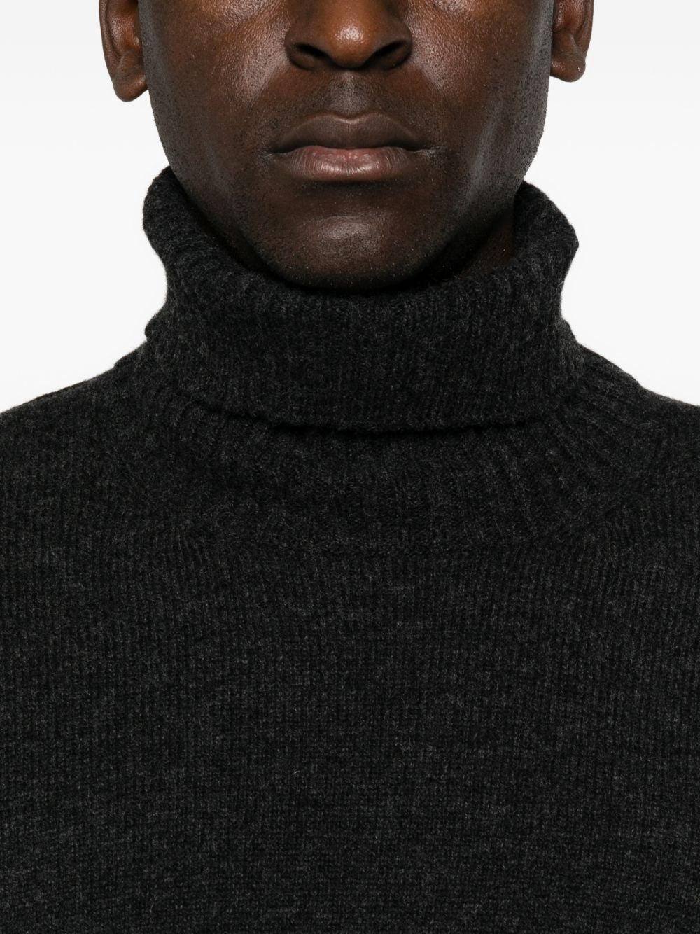 AMARANTO Maglia a collo alto in lana e cashmere antracite 