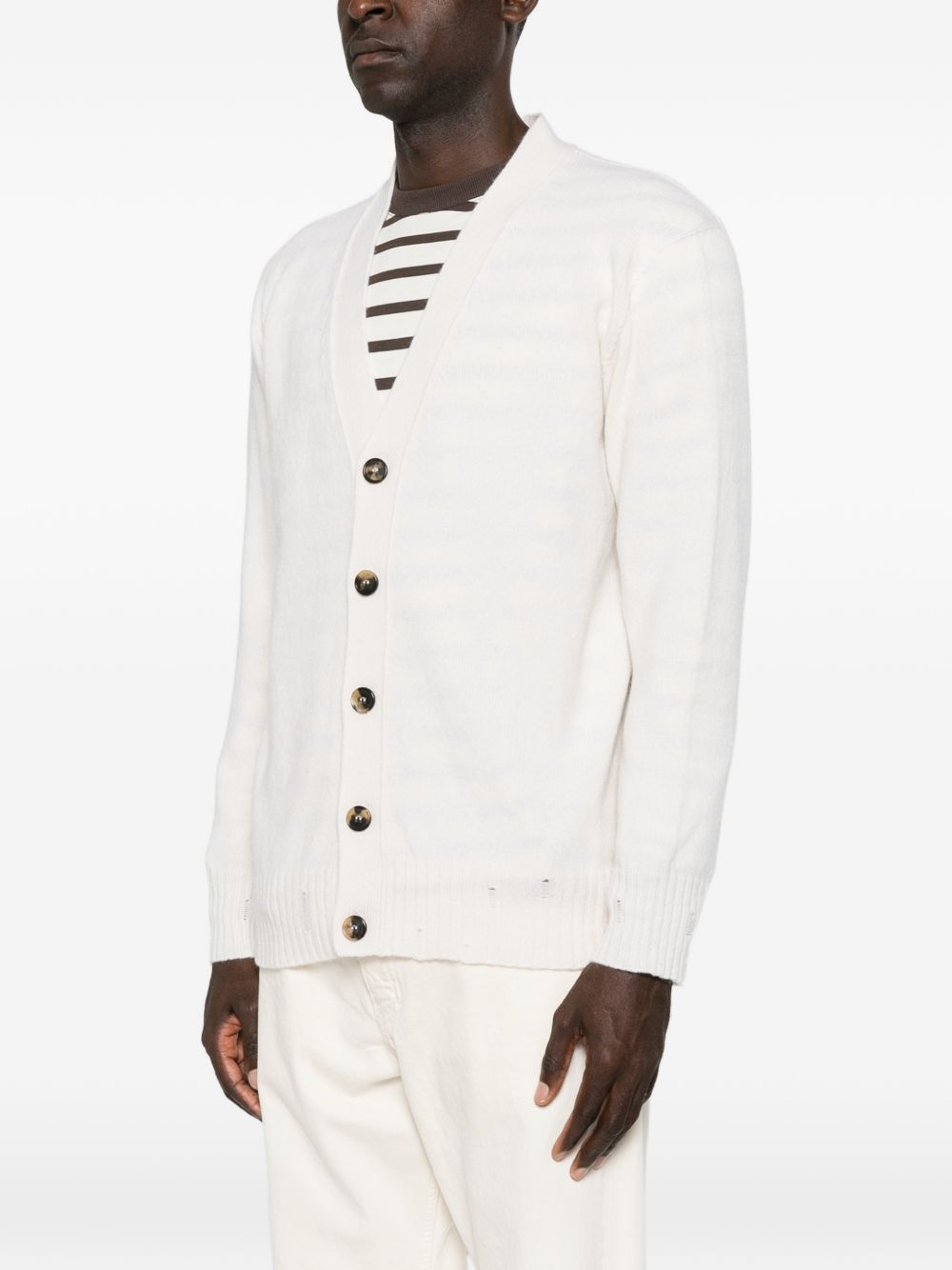 AMARANTO Cardigan in lana e cashmere panna 