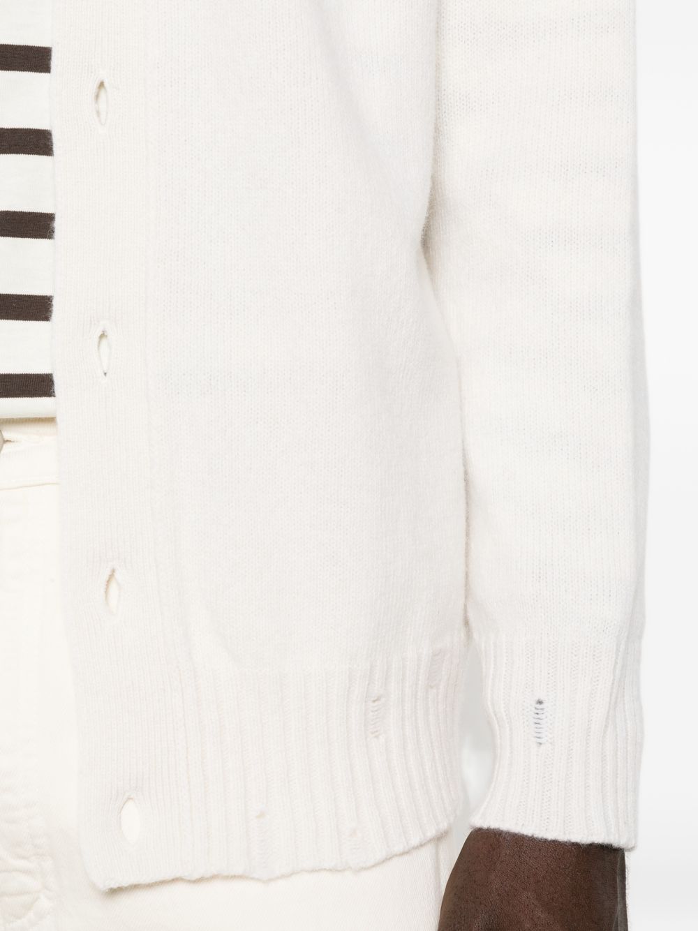 AMARANTO Cardigan in lana e cashmere panna 