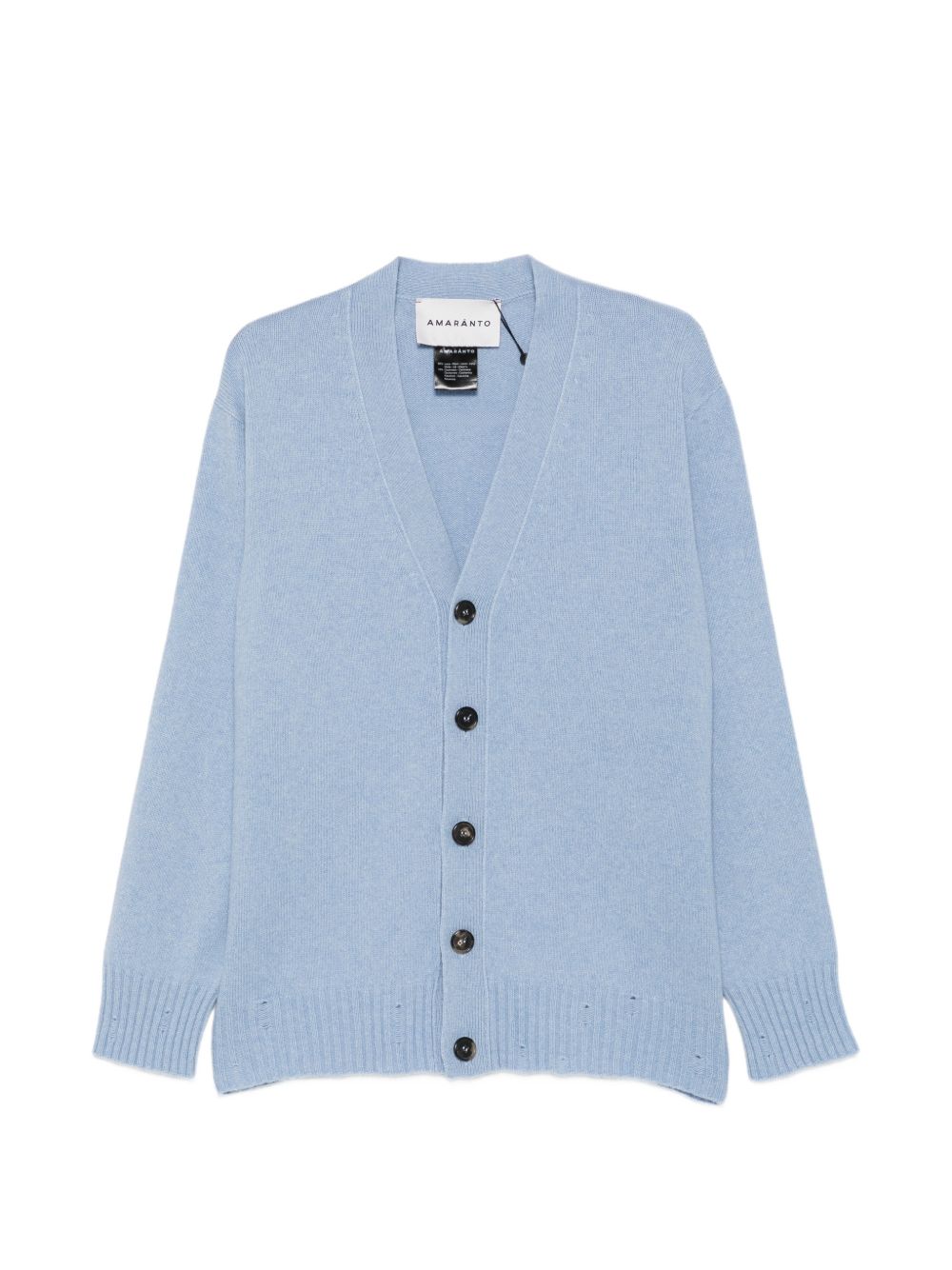 AMARANTO Cardigan in lana e cashmere azzurro 