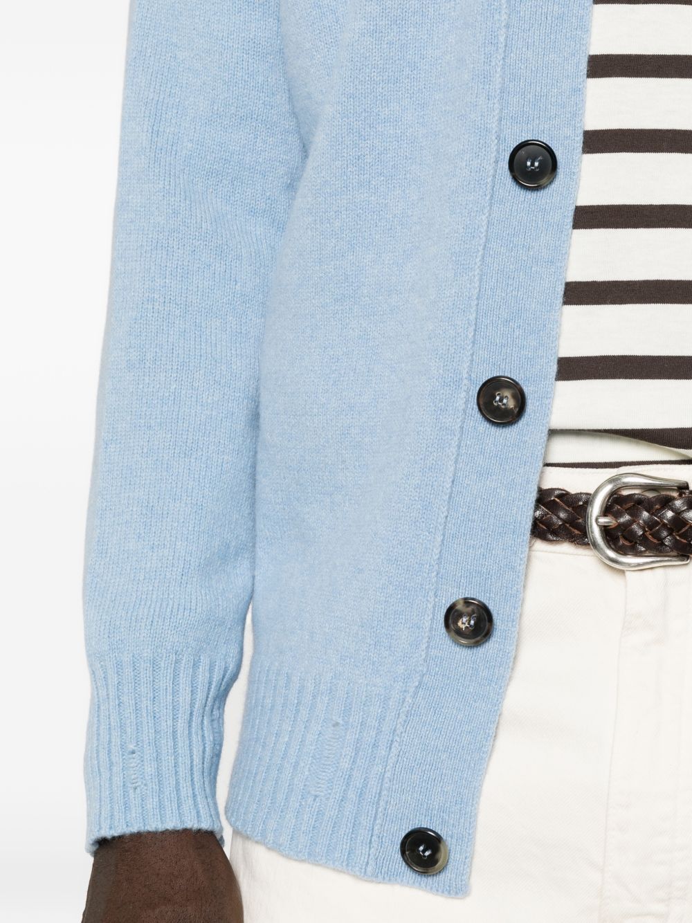 AMARANTO Cardigan in lana e cashmere azzurro 