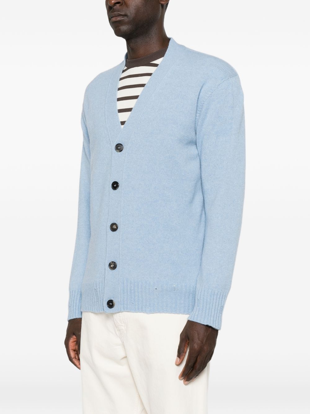 AMARANTO Cardigan in lana e cashmere azzurro 
