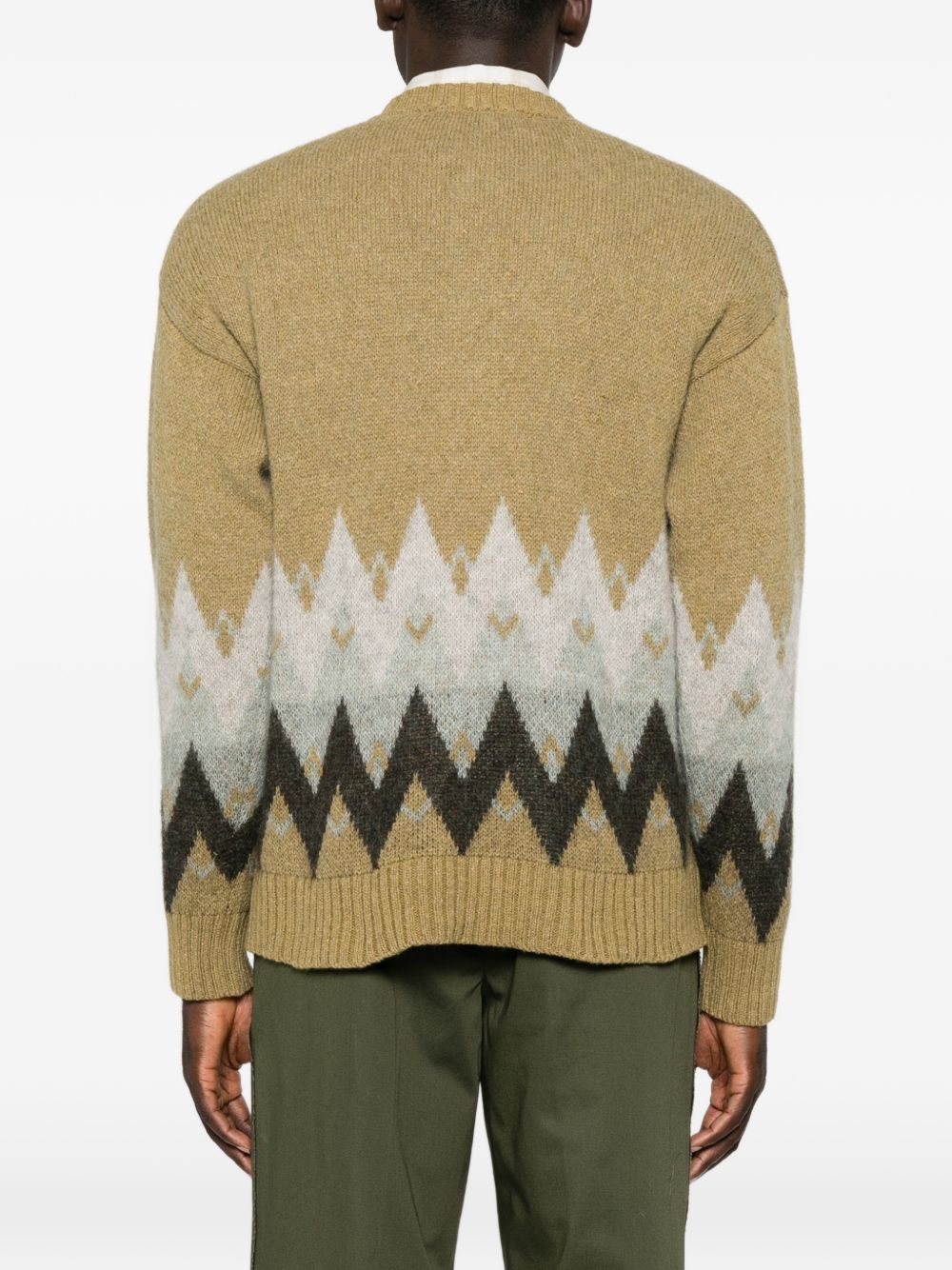AMARANTO Cardigan in lana misto cotone con fantasia geometrica 