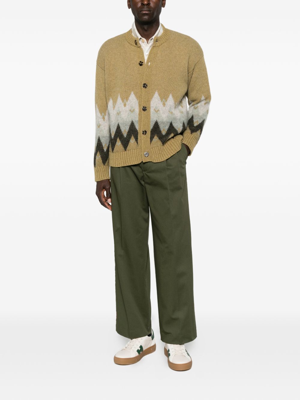 AMARANTO Cardigan in lana misto cotone con fantasia geometrica 
