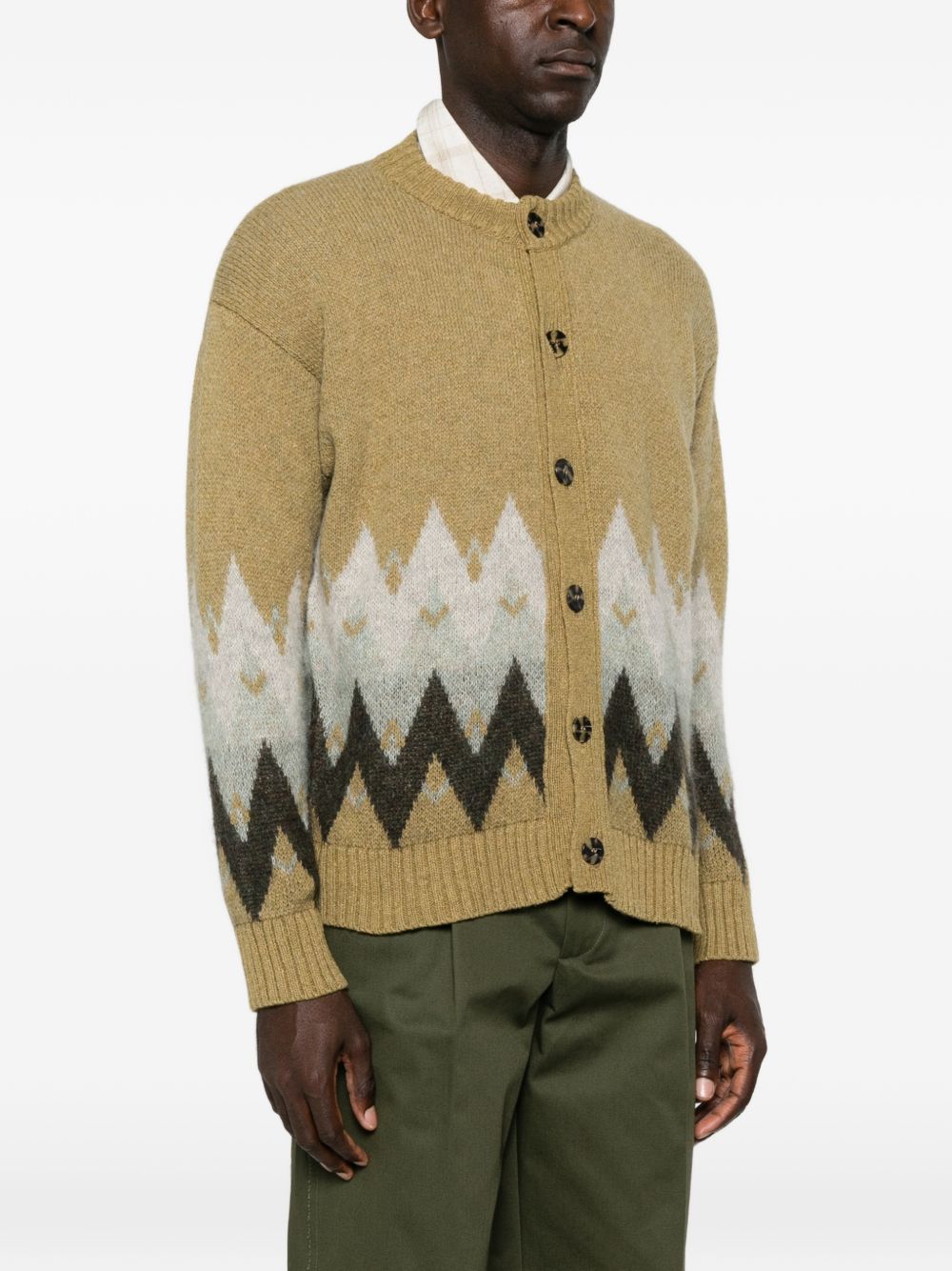 AMARANTO Cardigan in lana misto cotone con fantasia geometrica 