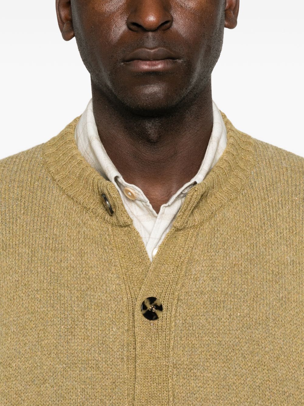 AMARANTO Cardigan in lana misto cotone con fantasia geometrica 