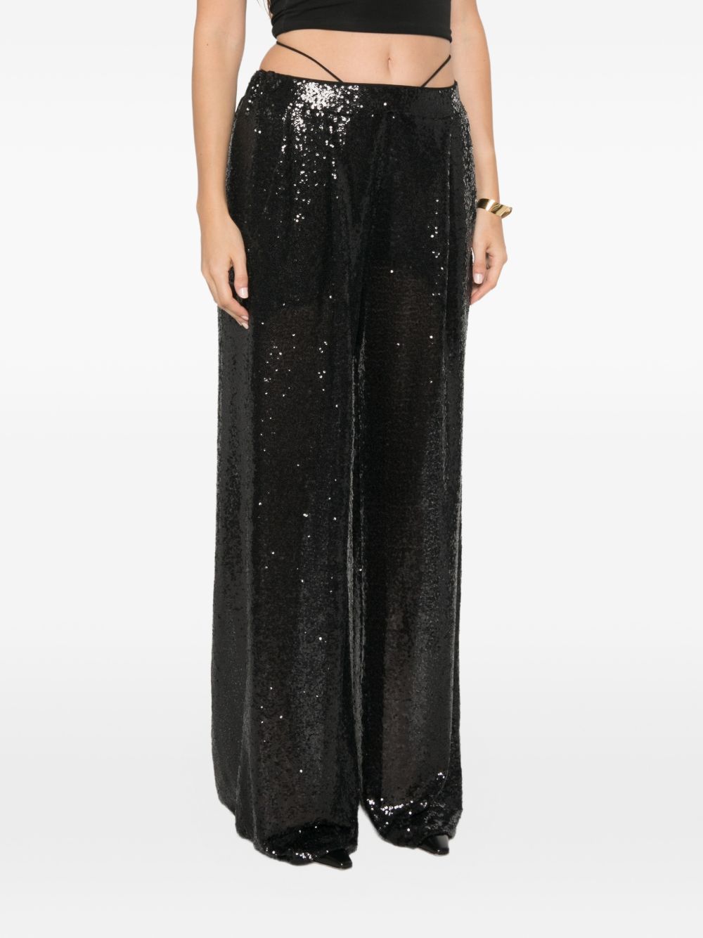 AMAZUIN Pantaloni Neri con Paillettes 