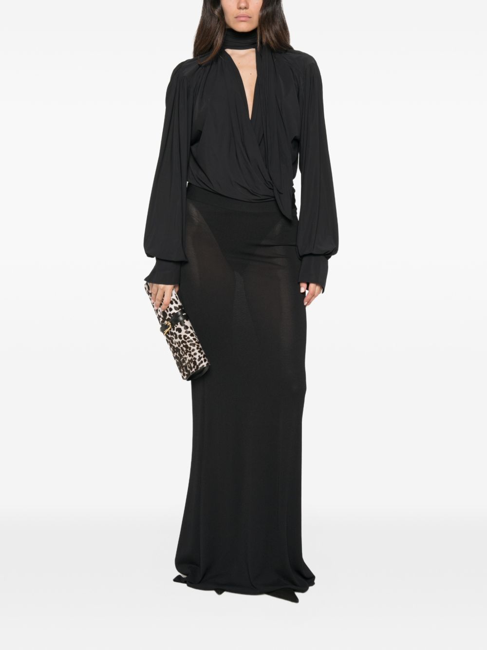 AMAZUIN Body Nero Drappeggiato 
