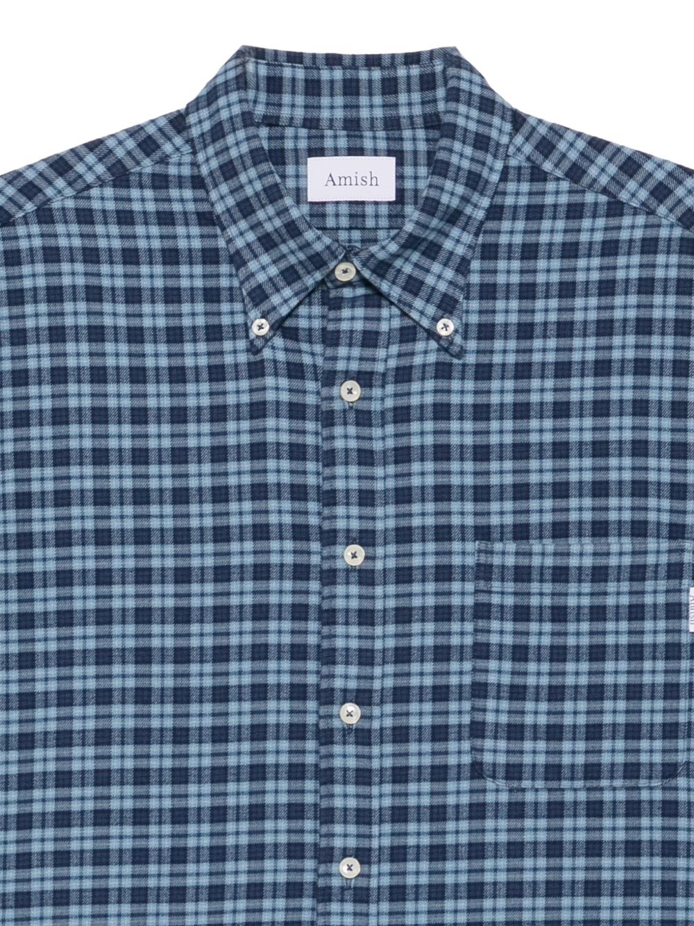 AMISH Camicia America a quadri in cotone blu 