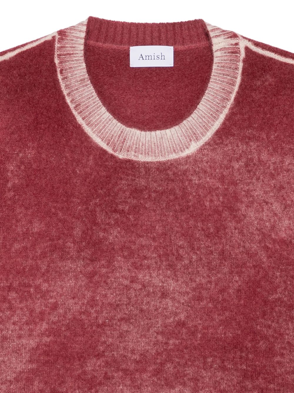 AMISH Maglia girocollo rossa effetto slavato in lana 