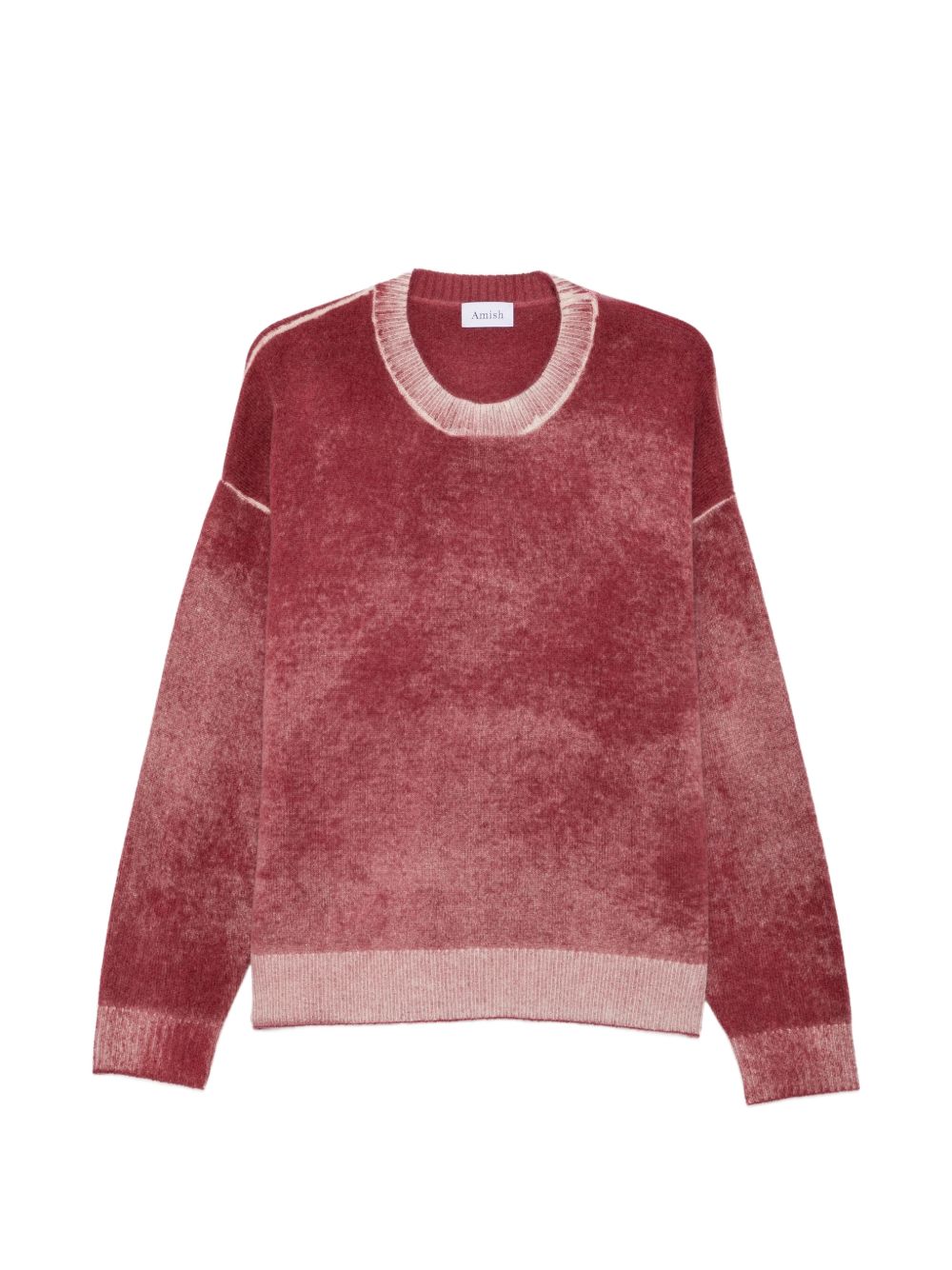 AMISH Maglia girocollo rossa effetto slavato in lana 
