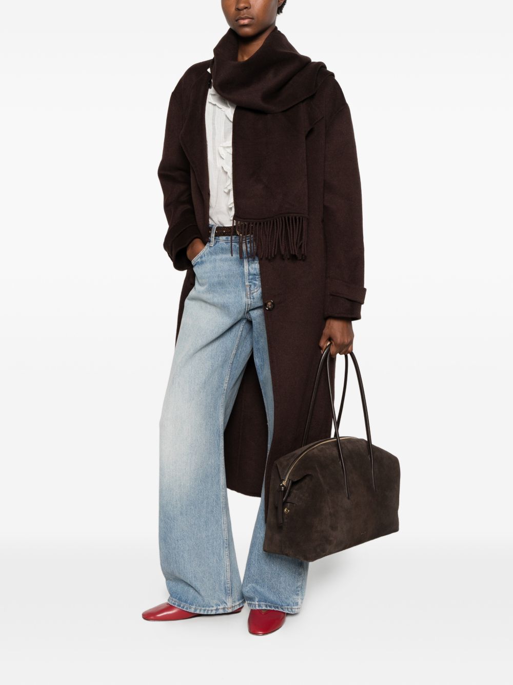 ANFINY Cappotto Penelope in Panno Misto Lana con Sciarpa Rimovibile 