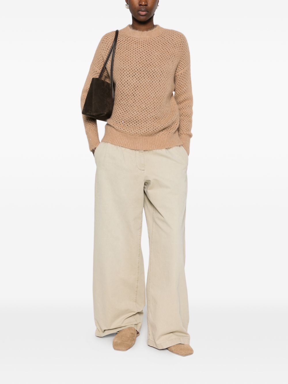 ANTONELLI Maglione traforato color cammello 