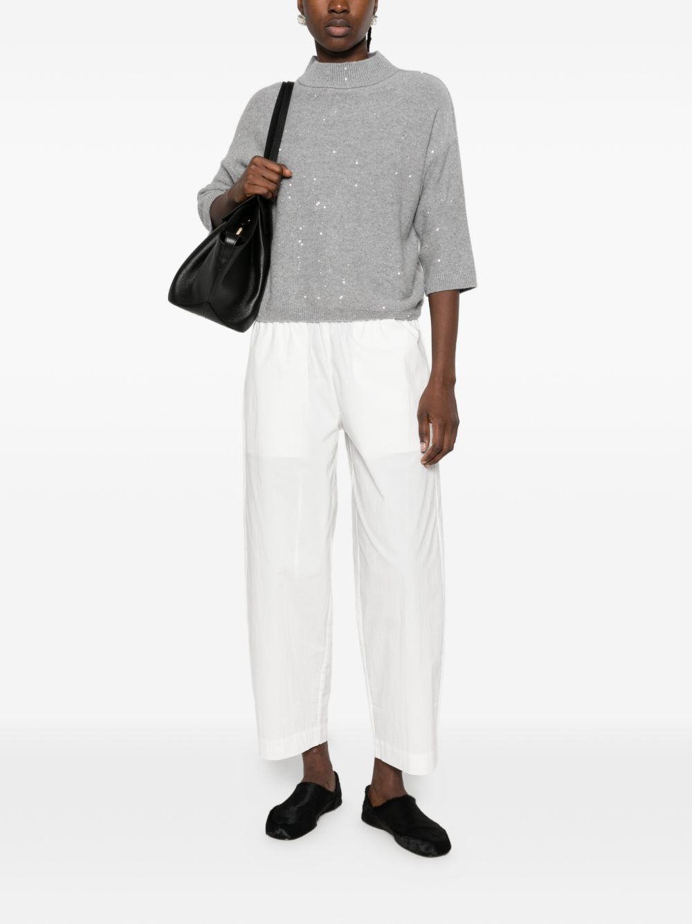 ANTONELLI Maglia grigia California collo mezzo collo in lana misto cashmere 