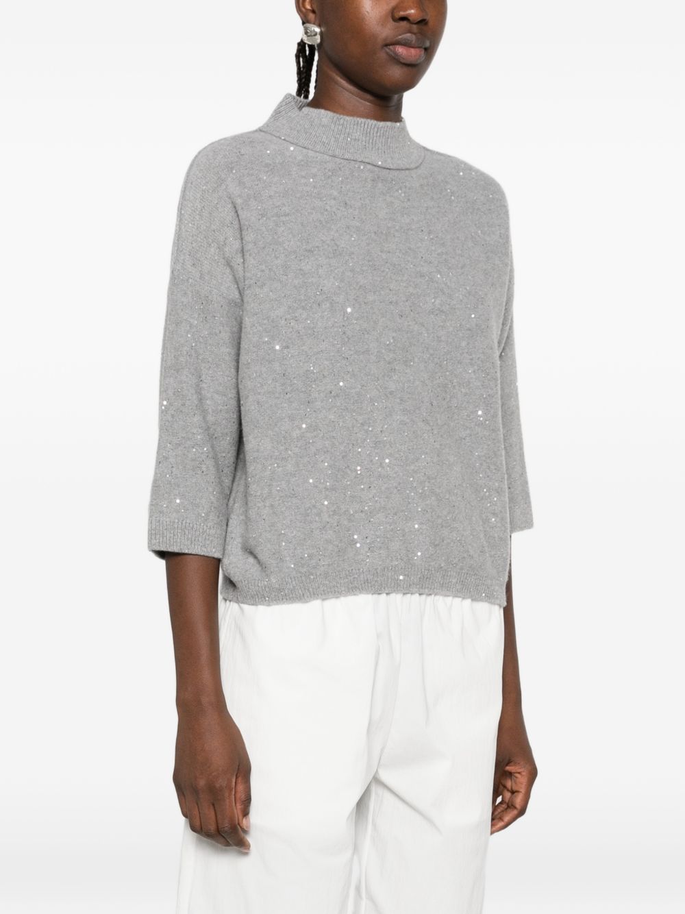 ANTONELLI Maglia grigia California collo mezzo collo in lana misto cashmere 
