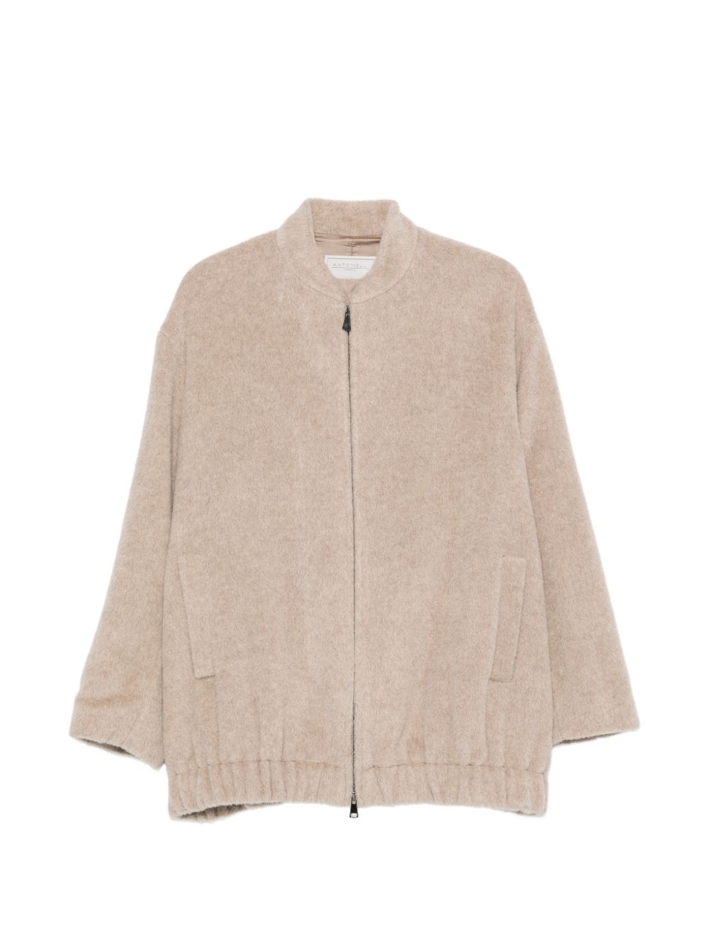 ANTONELLI Bomber Cipresso beige con zip in misto lana 