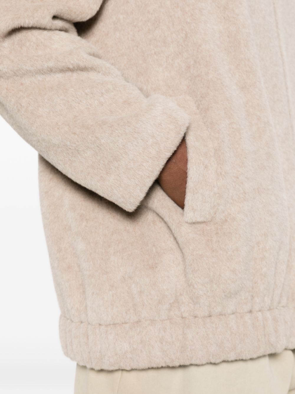 ANTONELLI Bomber Cipresso beige con zip in misto lana 