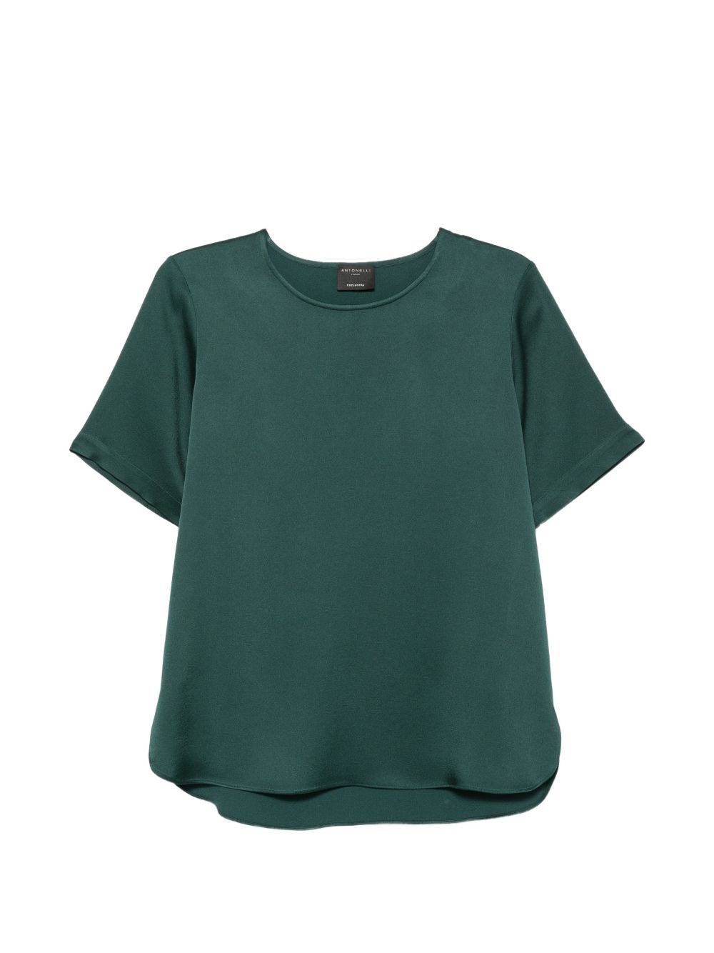 ANTONELLI Top Duchamp verde scuro a maniche corte satinato 