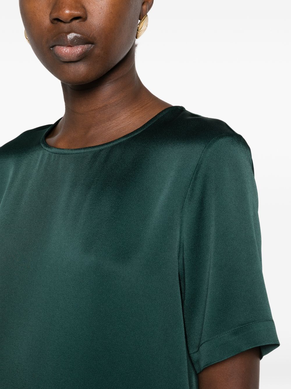 ANTONELLI Top Duchamp verde scuro a maniche corte satinato 