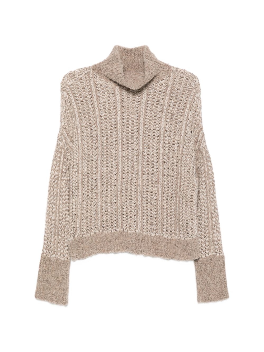 ANTONELLI Maglia Gallura a collo alto beige in misto lana 