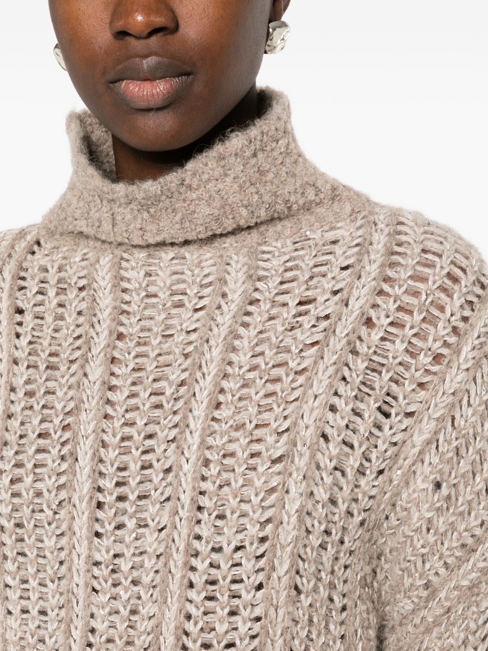 ANTONELLI Maglia Gallura a collo alto beige in misto lana 