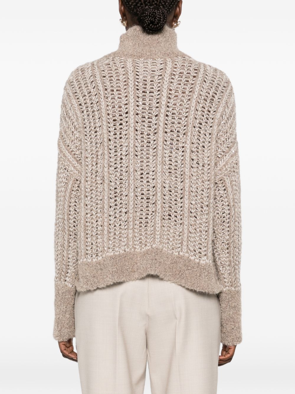 ANTONELLI Maglia Gallura a collo alto beige in misto lana 