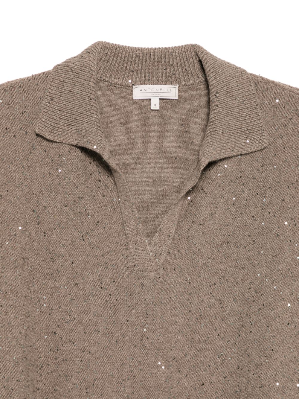 ANTONELLI Maglia color sabbia con strass 