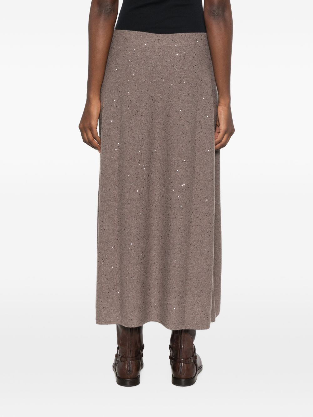 ANTONELLI Gonna midi beige in lana con strass 