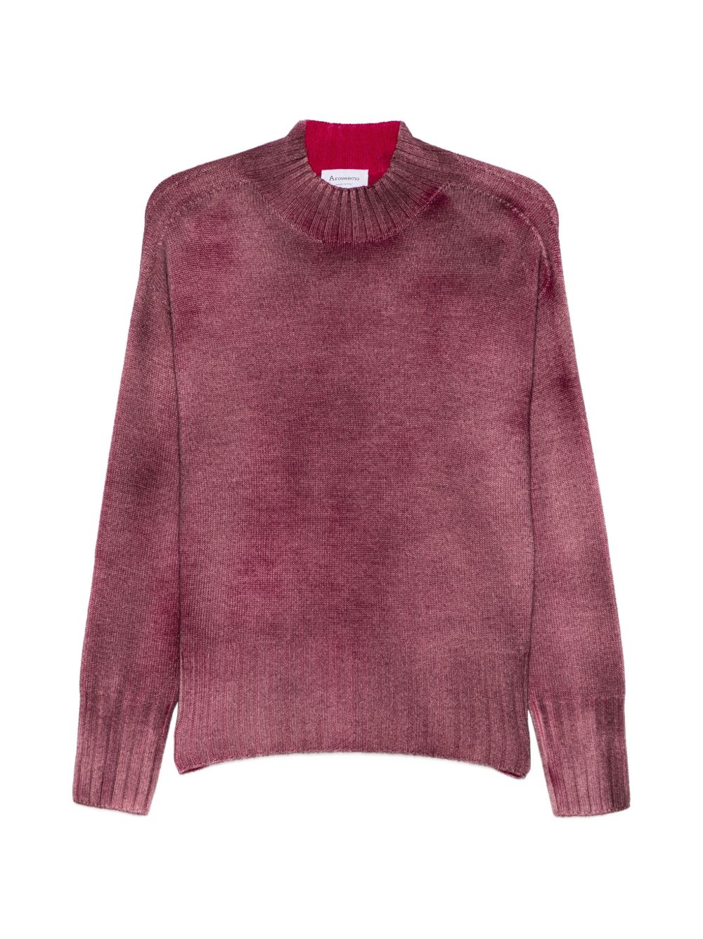 AROVESCIO Maglia bordeaux effetto washed a collo alto in lana 
