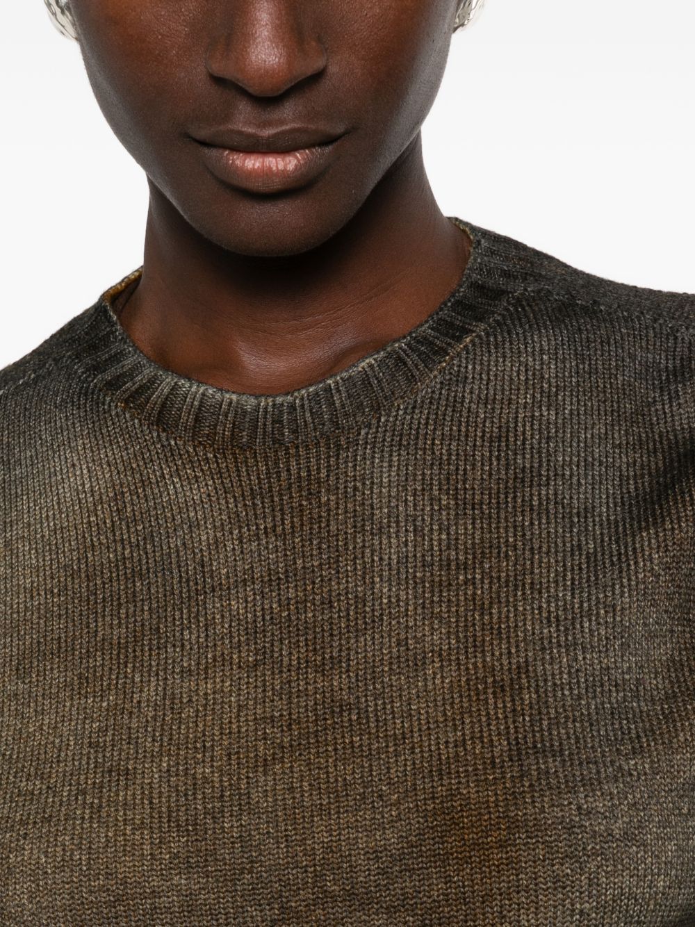 AROVESCIO Maglia marrone effetto washed in lana 