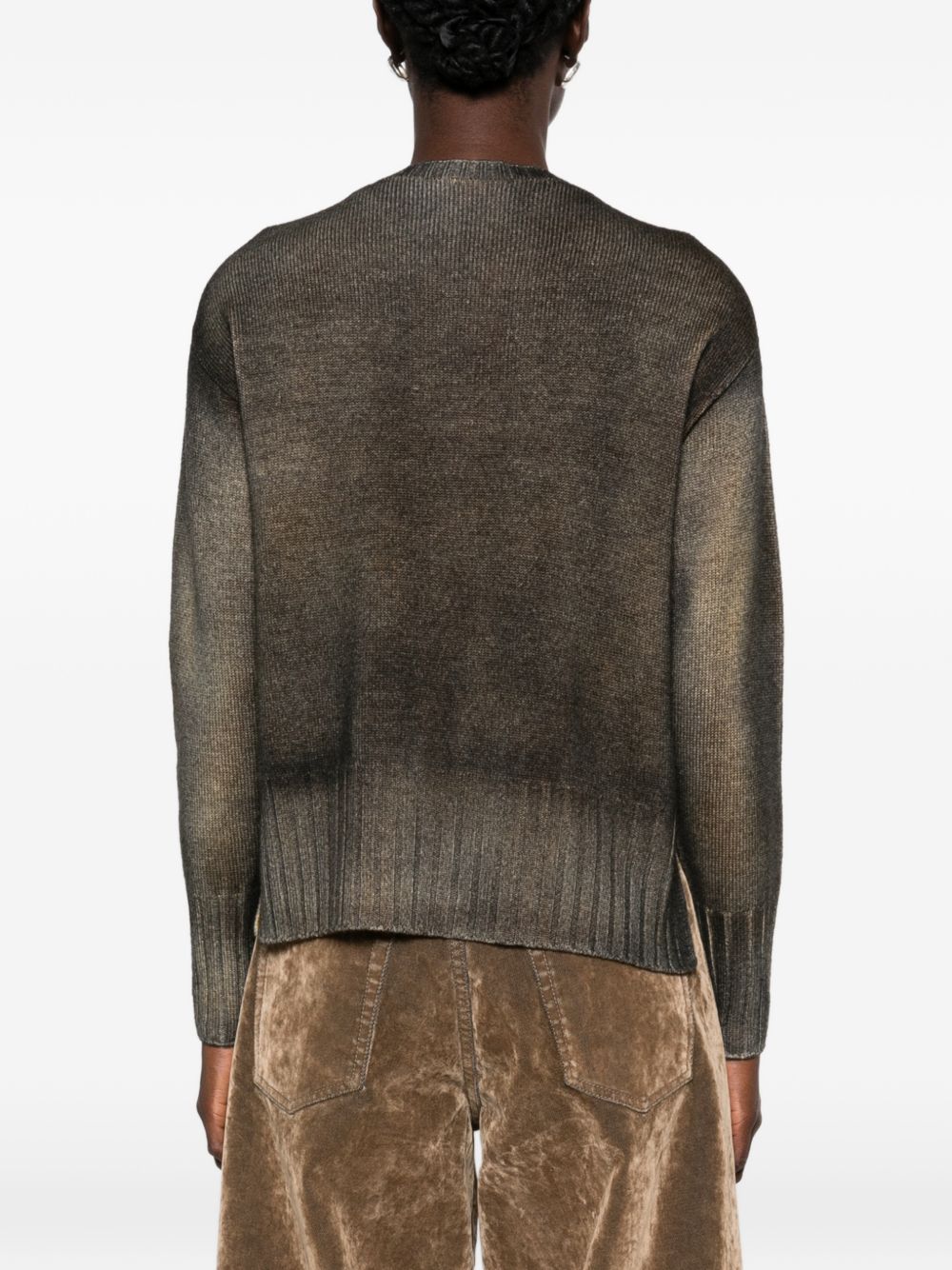 AROVESCIO Maglia marrone effetto washed in lana 