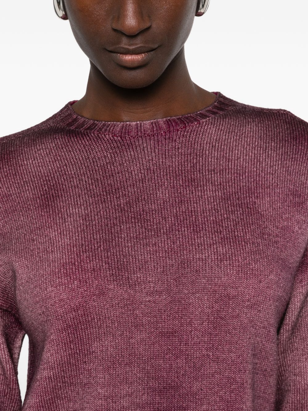 AROVESCIO Maglia bordeaux effetto washed in lana 