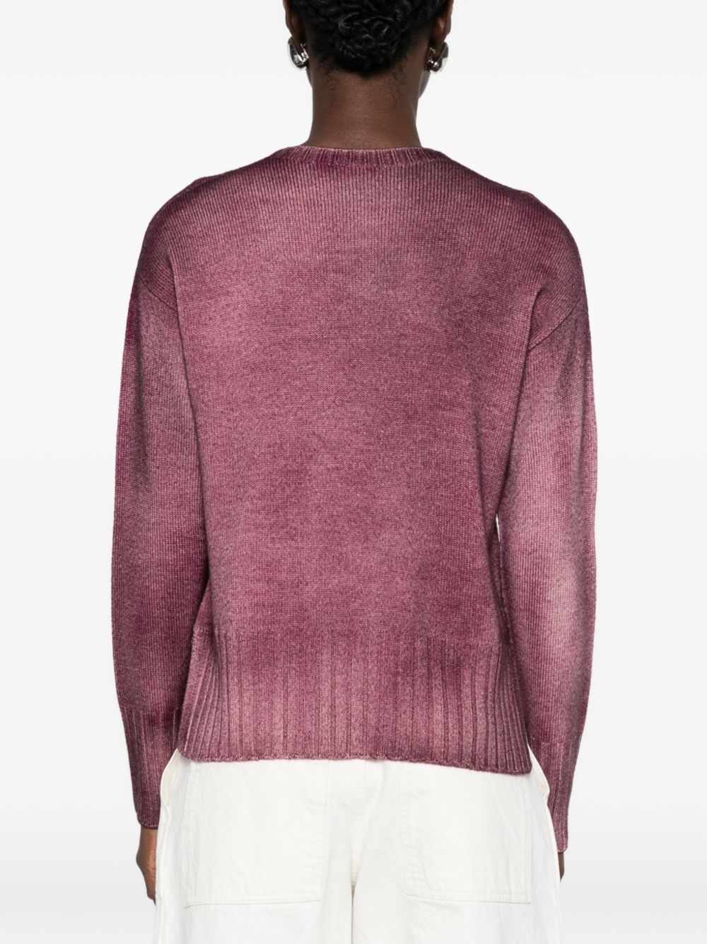 AROVESCIO Maglia bordeaux effetto washed in lana 