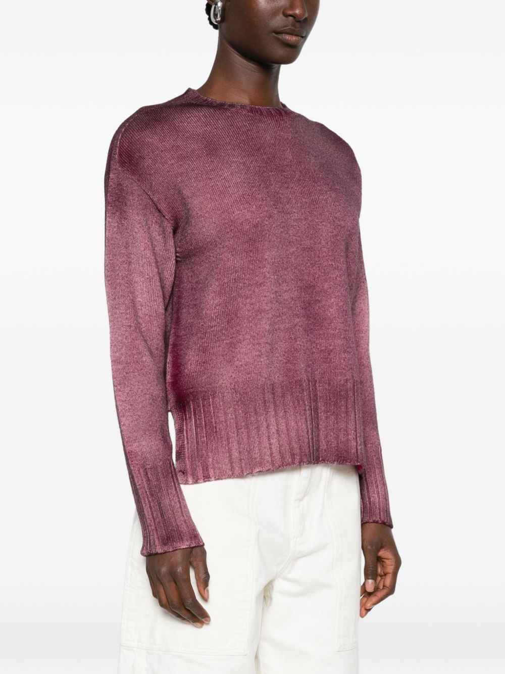 AROVESCIO Maglia bordeaux effetto washed in lana 