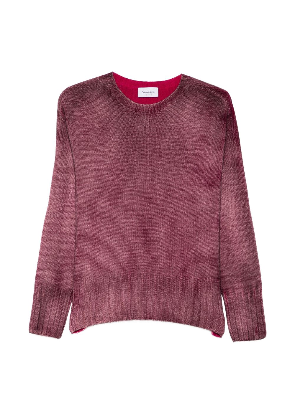 AROVESCIO Maglia bordeaux effetto washed in lana 