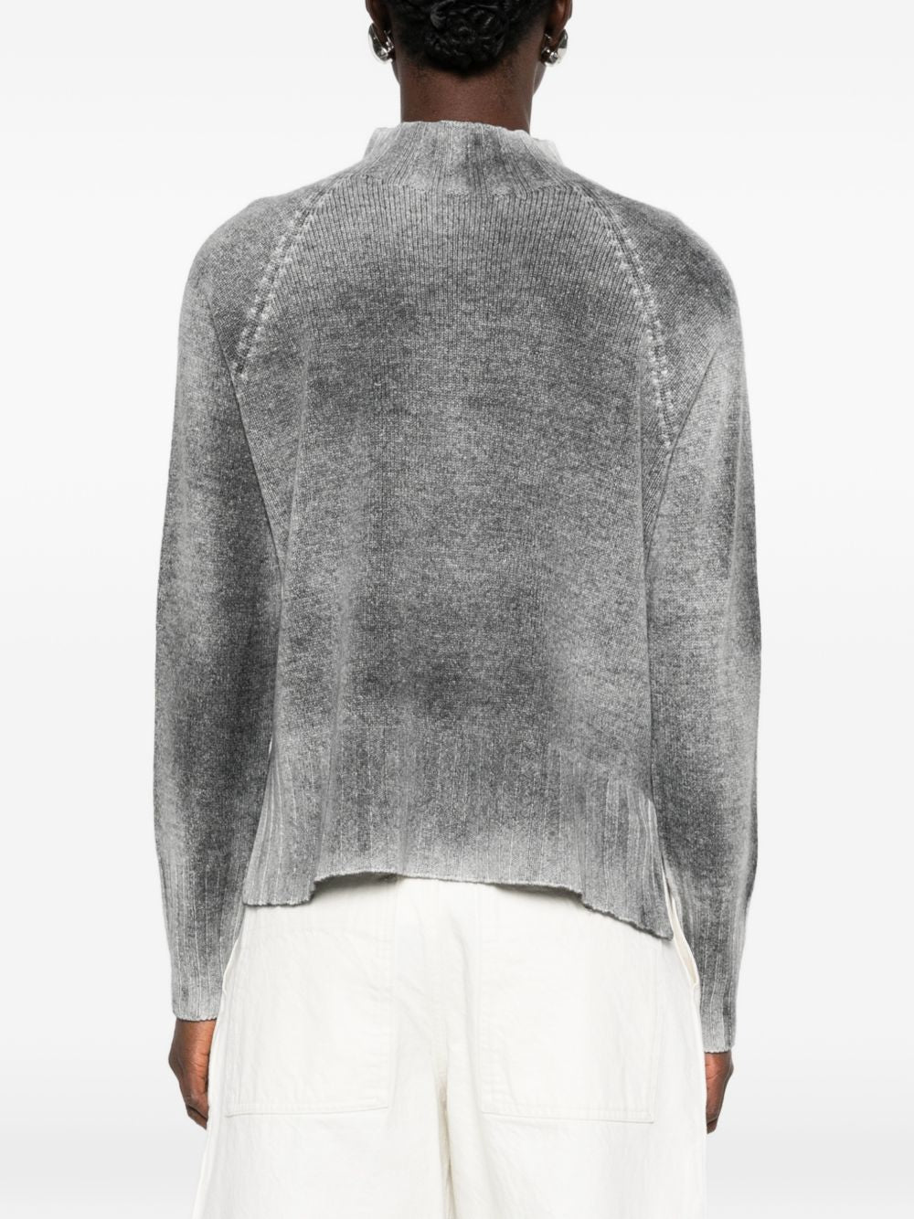 AROVESCIO Maglia grigia effetto washed in lana 