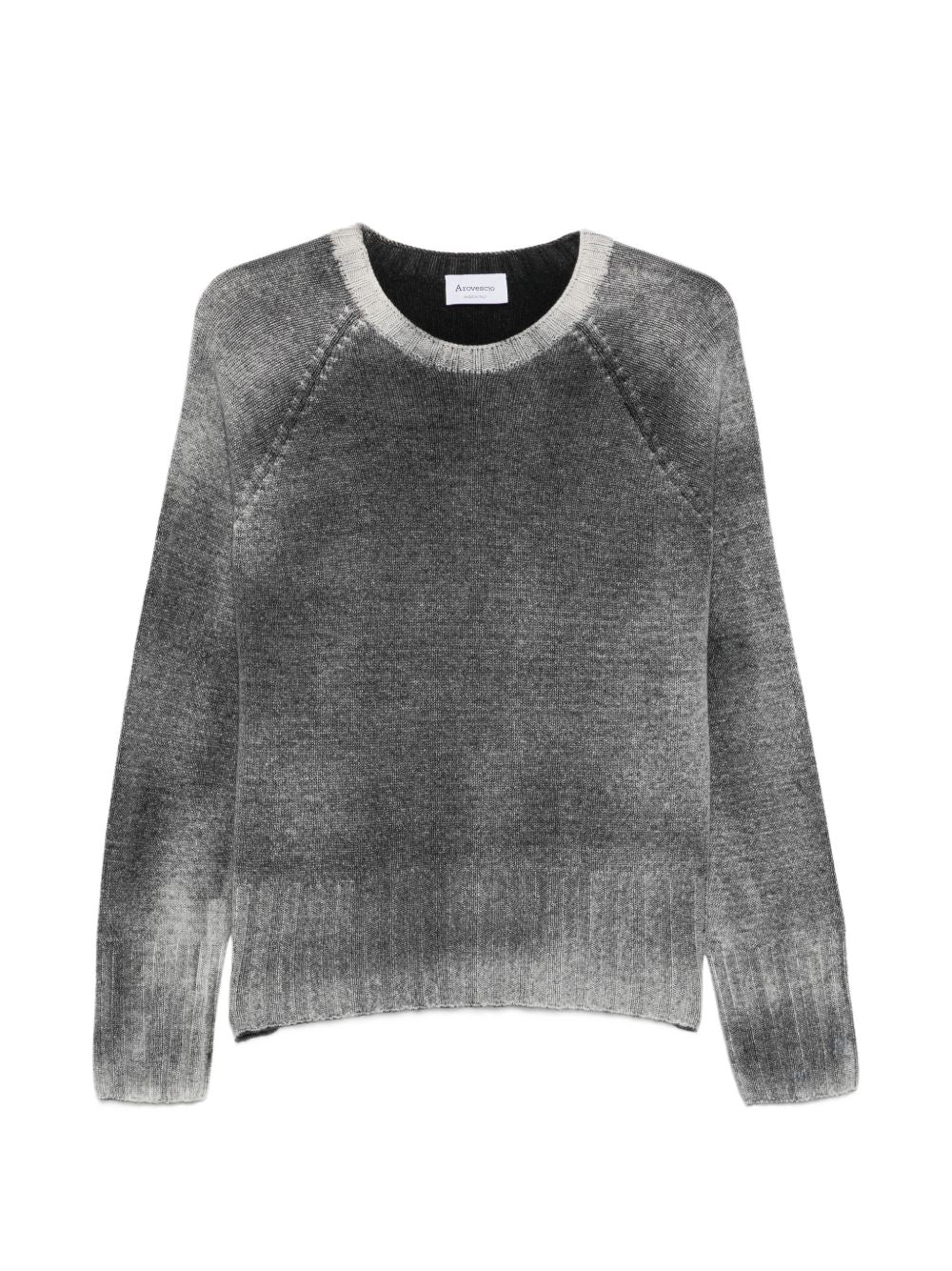 AROVESCIO Maglia grigia girocollo effetto washed in lana 