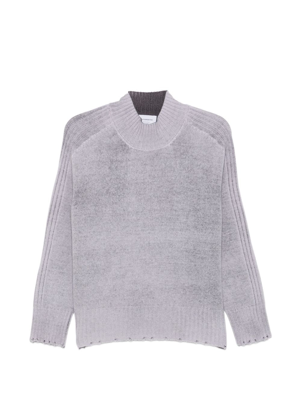 AROVESCIO Maglia grigio chiaro a collo alto effetto washed in lana 