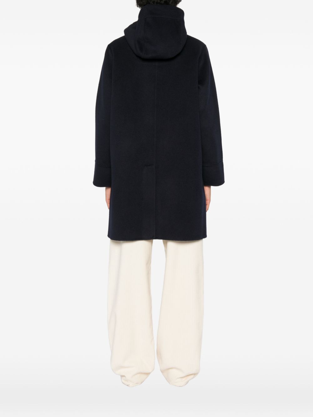 ASPESI Cappotto parka blu in lana con cappuccio e tasche 